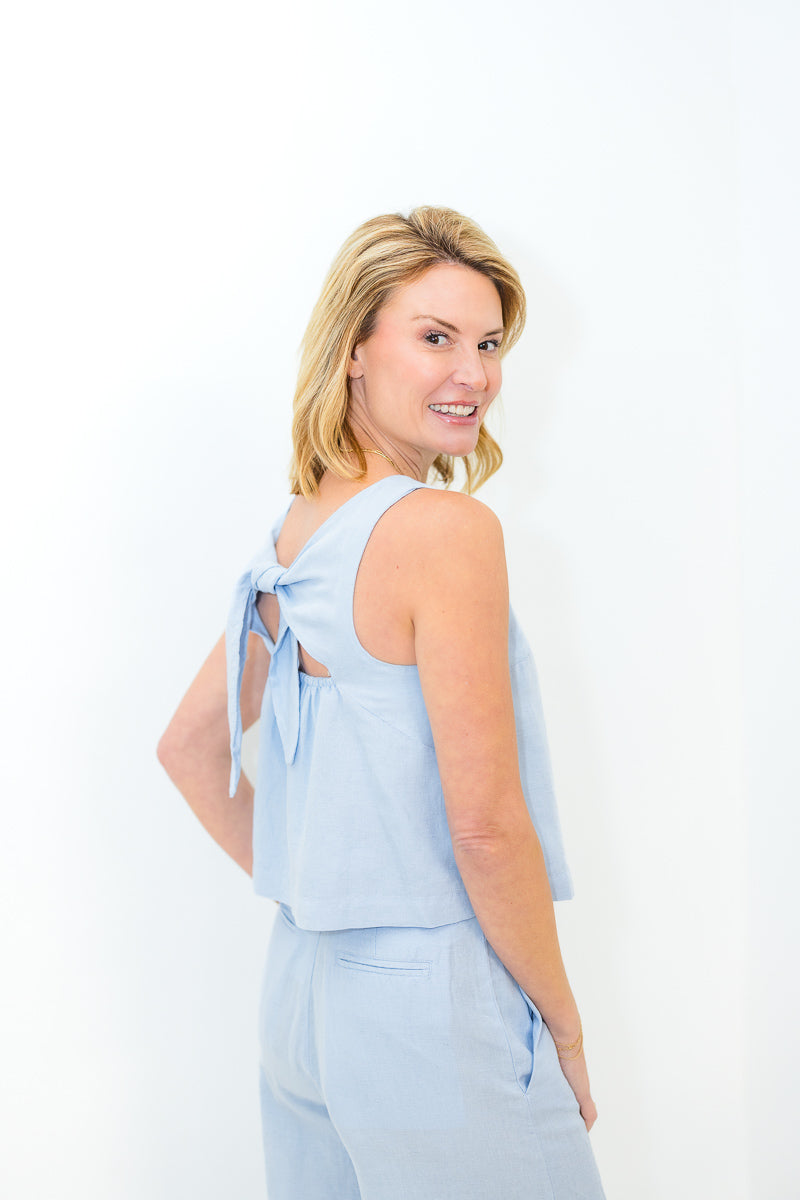 Birdie Linen Swing Top in Blue