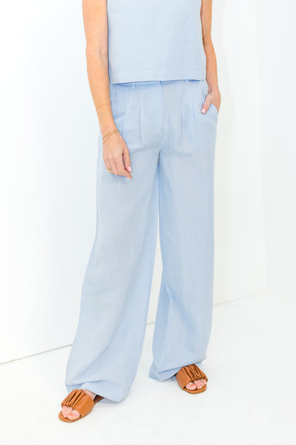 Birdie Linen Trousers in Blue