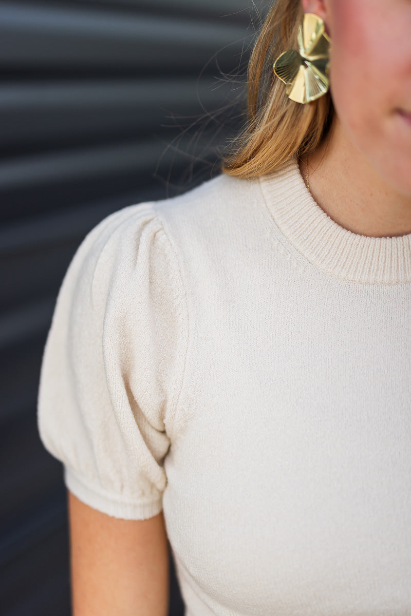 Chair Short Sleeve Jumper in Cream