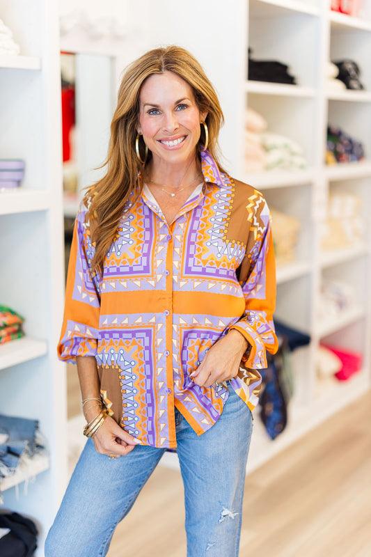 Oversized Shirt in Scarf Print