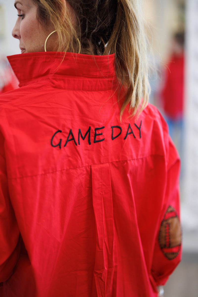 Preppy Top GameDay Football in Red