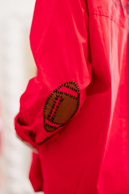 Preppy Top GameDay Football in Red