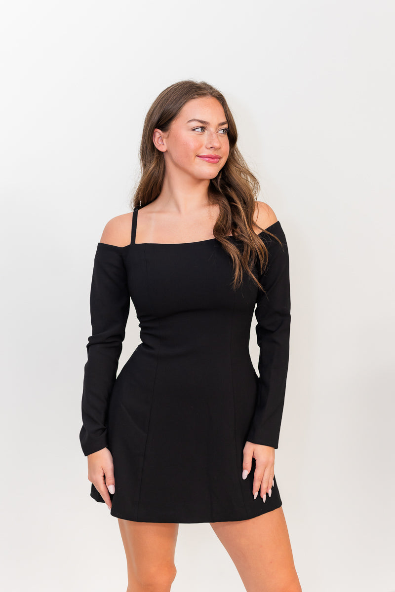 Whisper Off the Shoulder Dress in Black