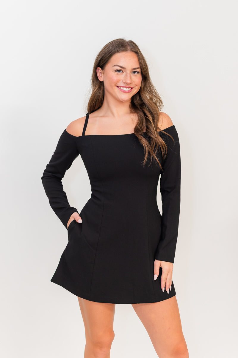 Whisper Off the Shoulder Dress in Black