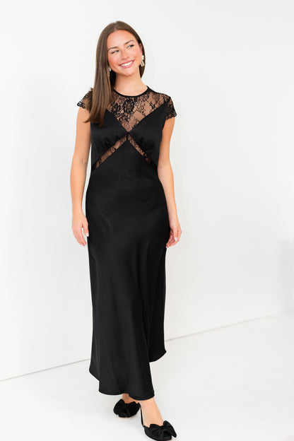 Black Maxi with Lace Trim Detail