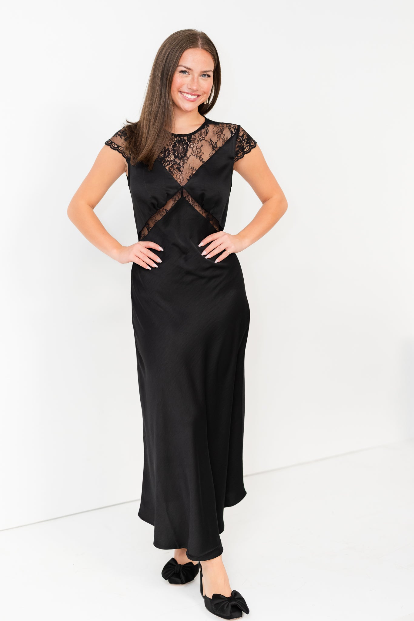 Black Maxi with Lace Trim Detail