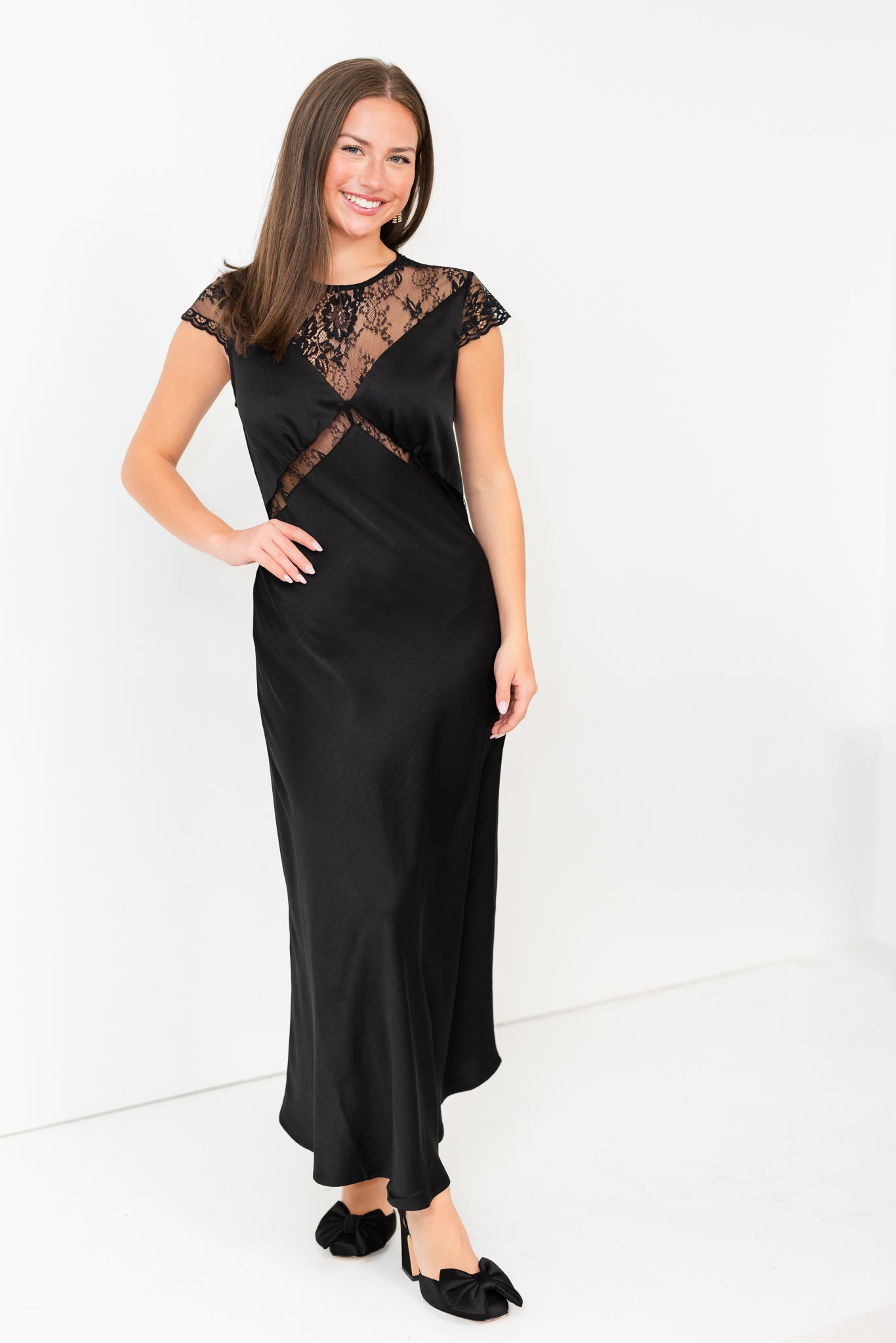 Black Maxi with Lace Trim Detail