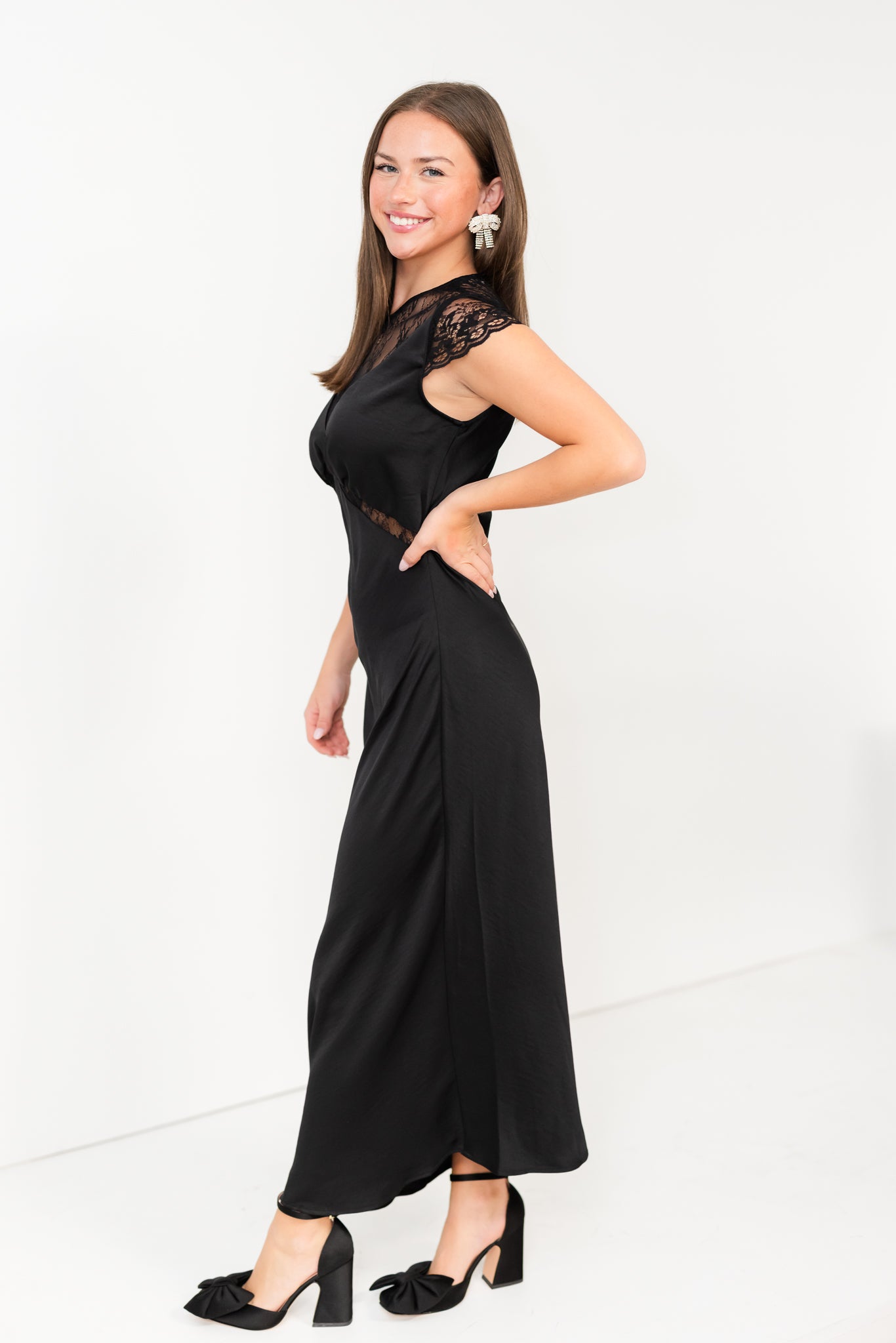 Black Maxi with Lace Trim Detail