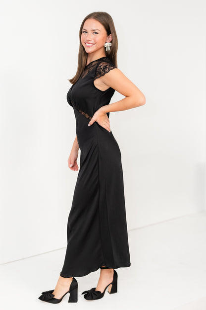 Black Maxi with Lace Trim Detail