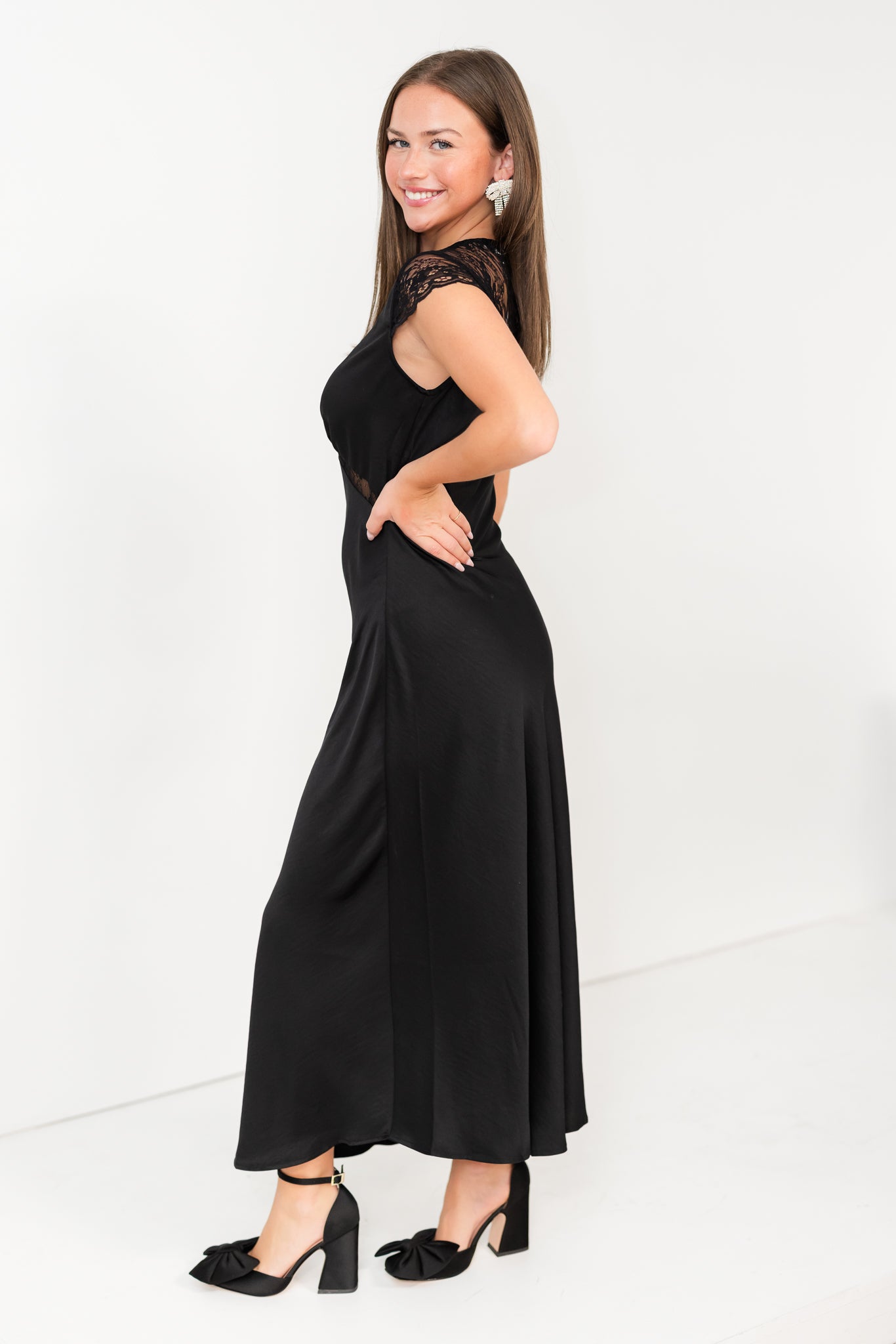 Black Maxi with Lace Trim Detail