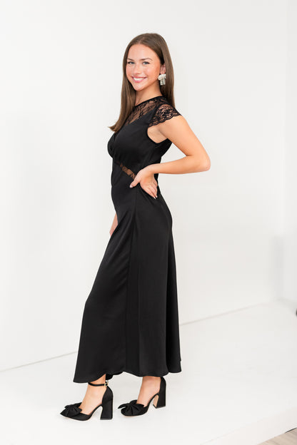 Black Maxi with Lace Trim Detail