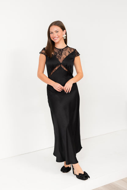 Black Maxi with Lace Trim Detail