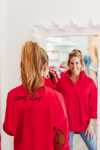 Preppy Top GameDay Football in Red