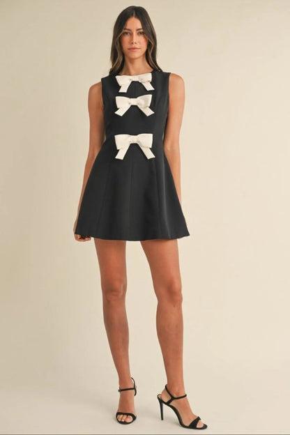 Bow Front Sleeveless Mini Dress