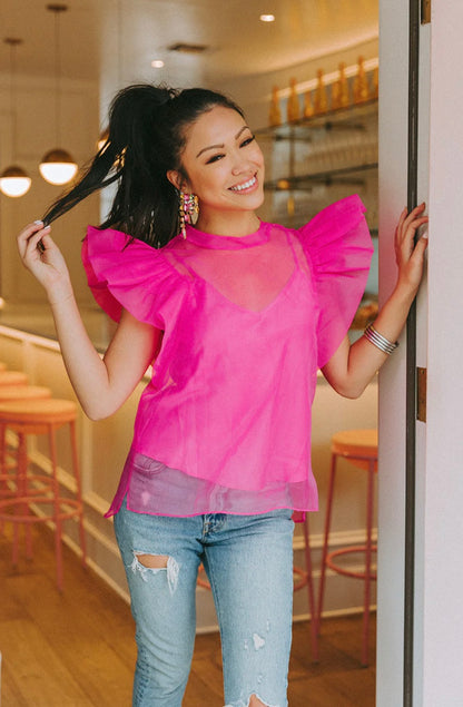 Kaycee Top in Hot Pink