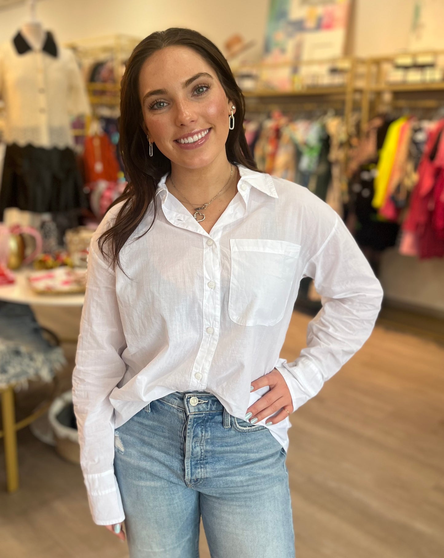 Carly White Button Down Top