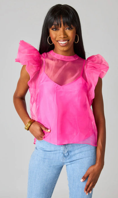 Kaycee Top in Hot Pink