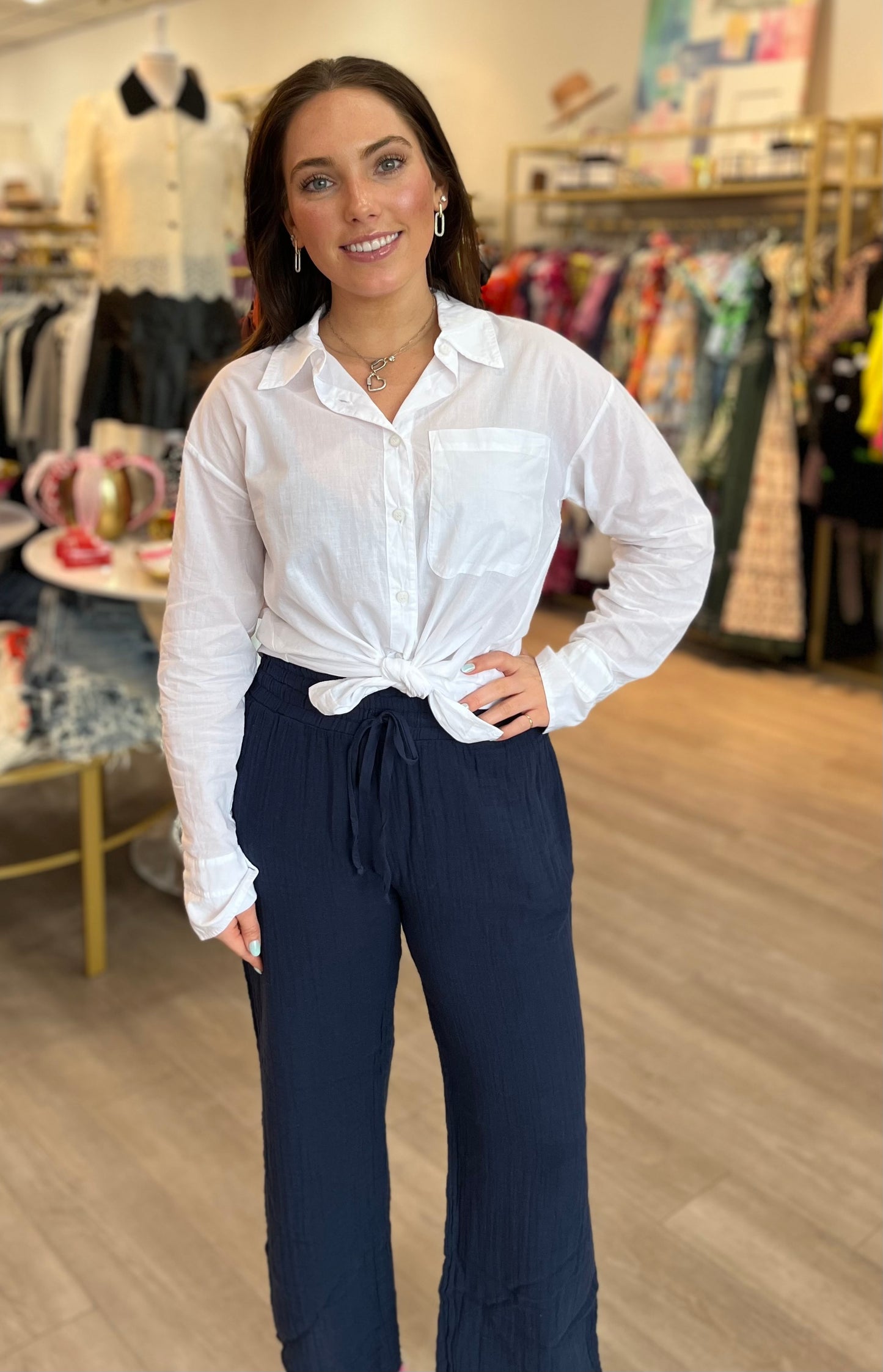 Carly White Button Down Top