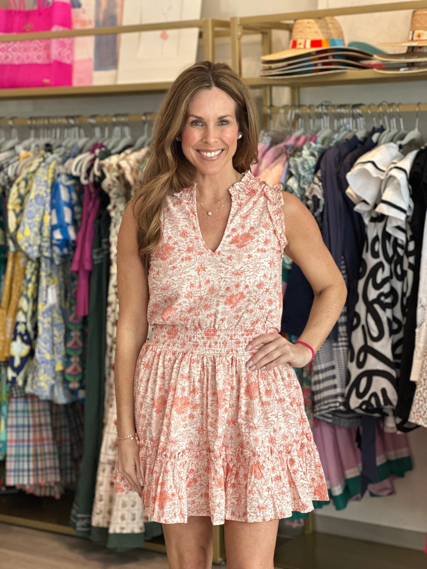 Morgan Dress in Coral Fields