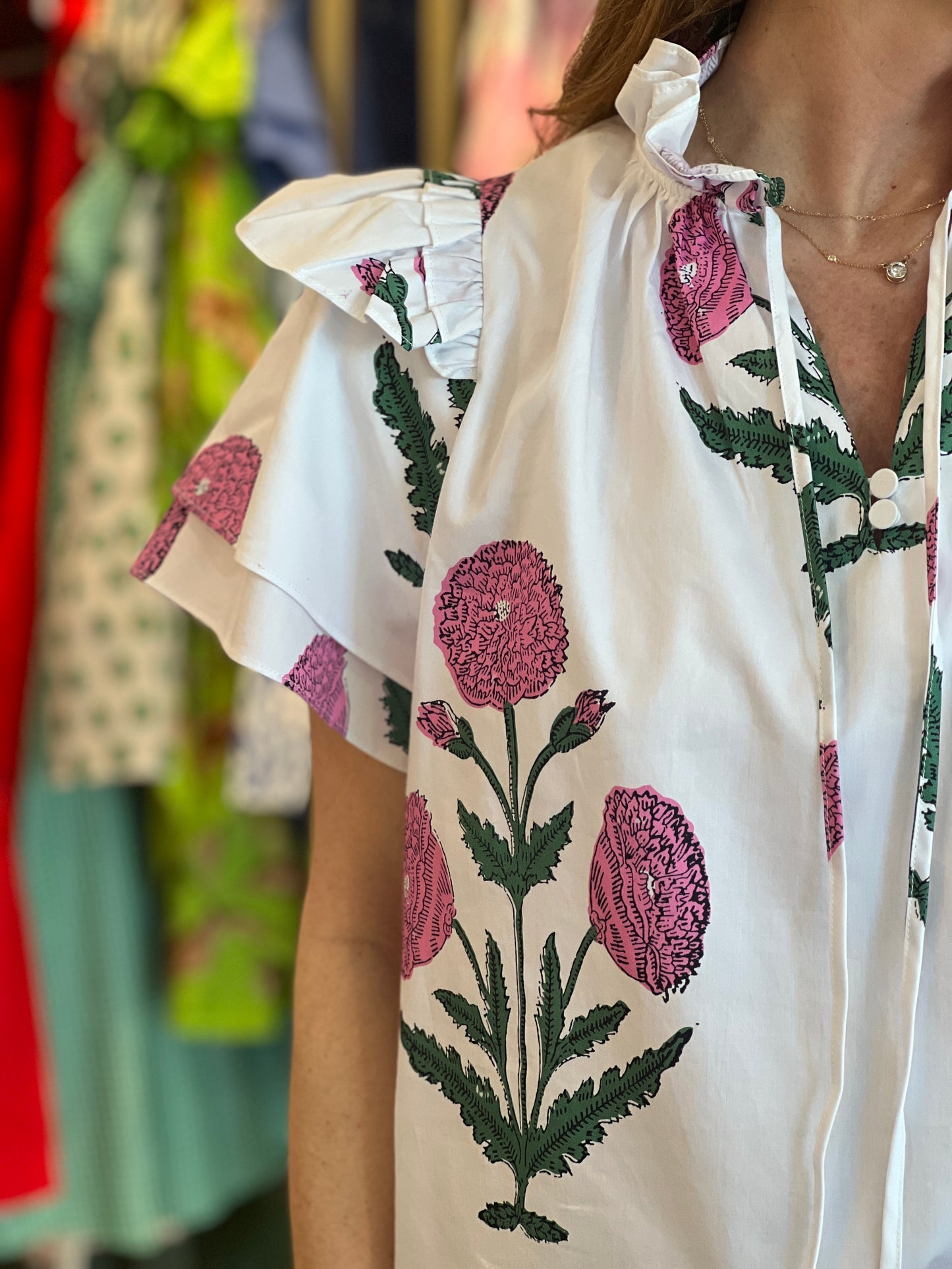 St Martin Top in Pink Poppies