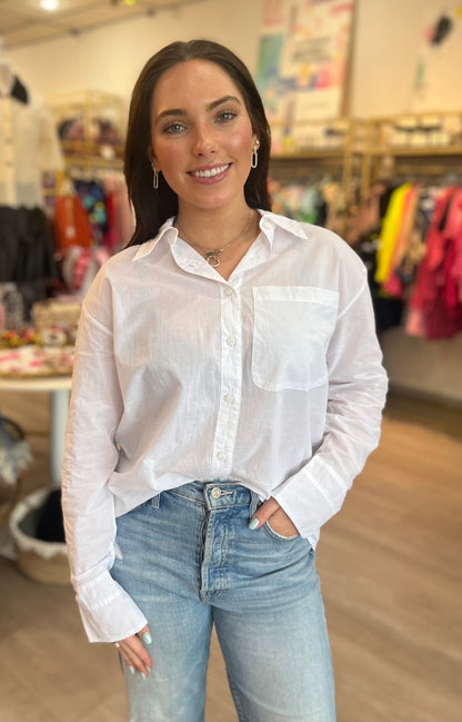 Carly White Button Down Top