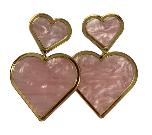 Light Pink Heart Statement Earring