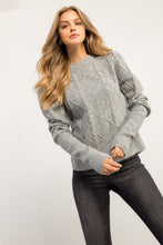 Load image into Gallery viewer, Heather Grey Cable Knit Sweater
