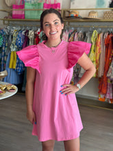 Load image into Gallery viewer, Ruffle Tee Shirt Dress in Pink
