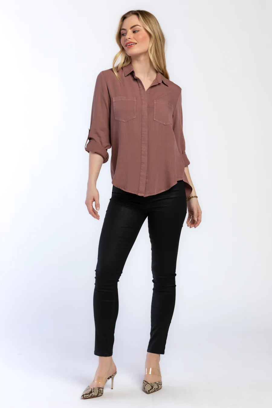 Red Clay Button Front Shirt