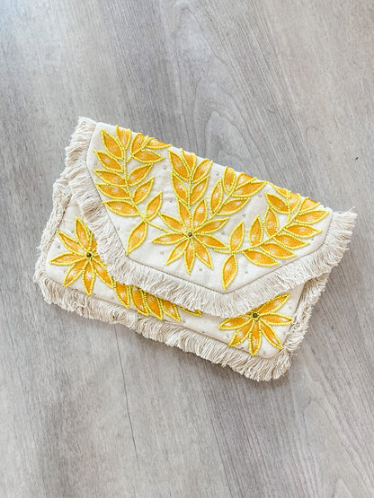 Yellow and Natural Clutch