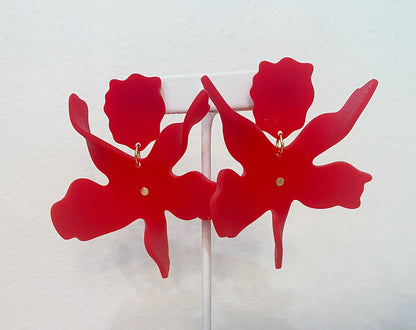 Red Flora Earring