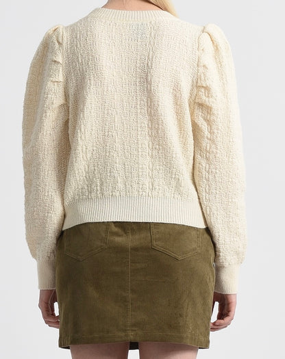 Off White Puff Sleeve Sweater