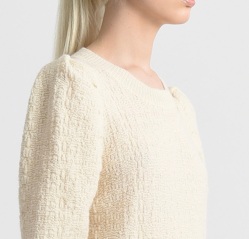 Off White Puff Sleeve Sweater