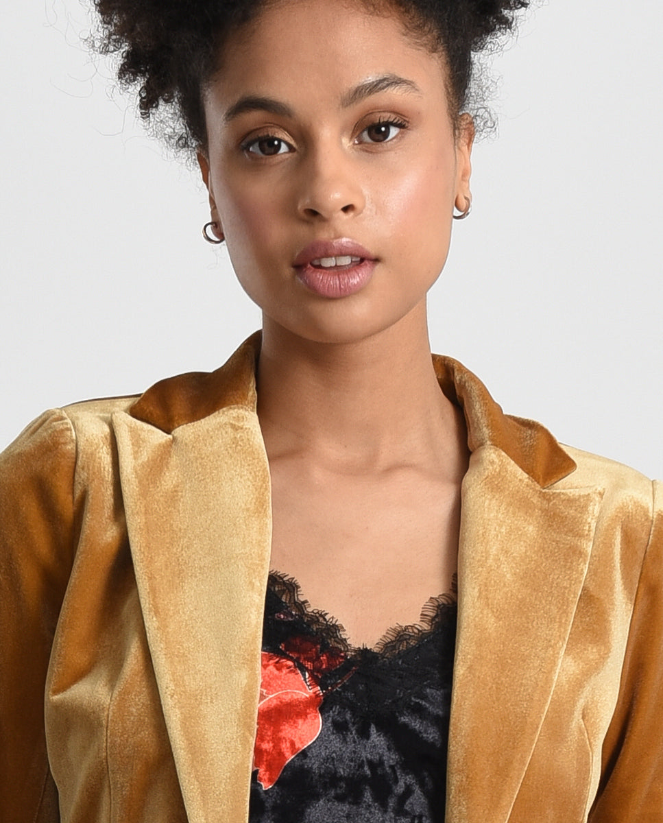 Mustard velvet blazer hotsell